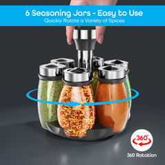 Prime Pick 6-Jar Revolving Spice Rack Organizer