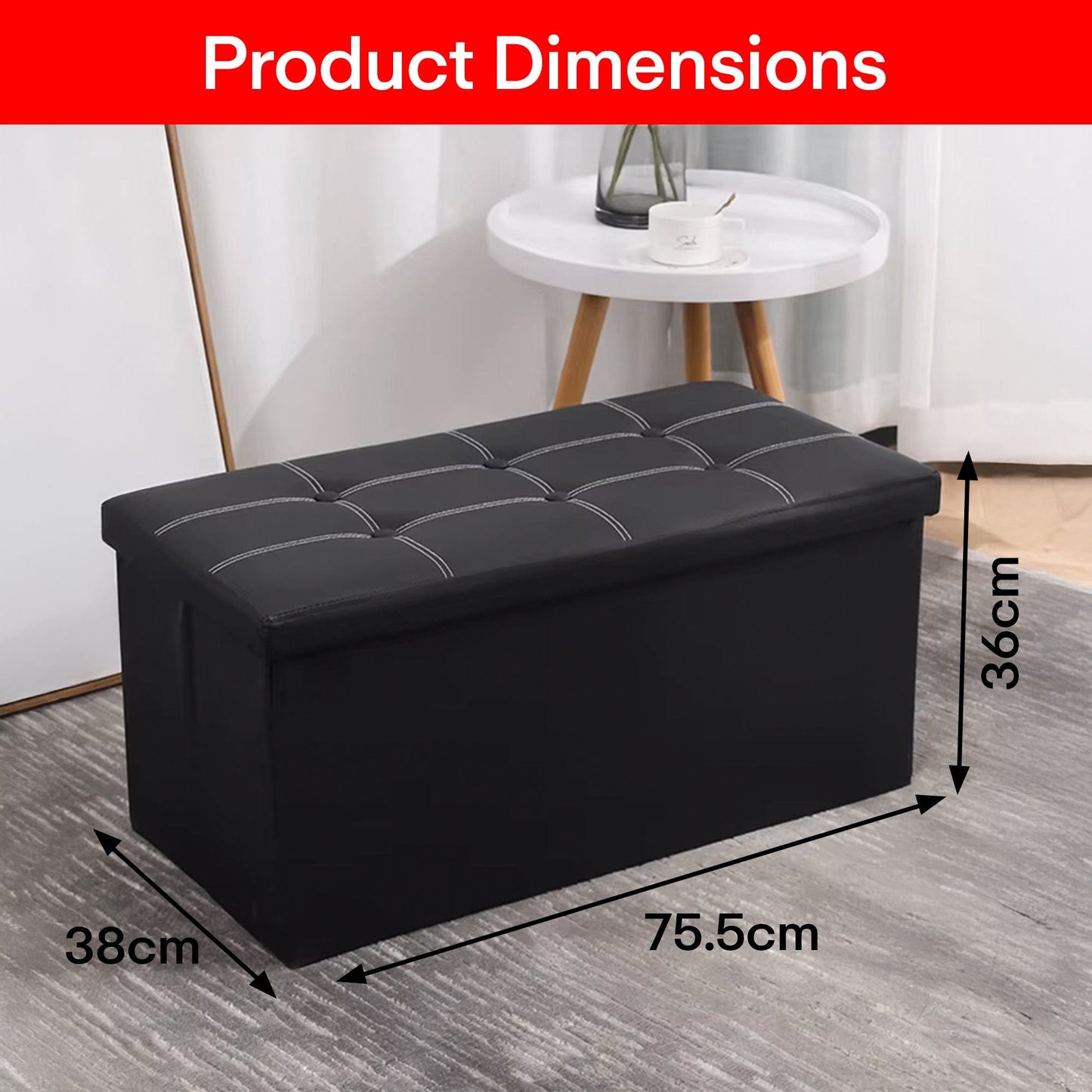 Prime Pick Leather Storage Stool