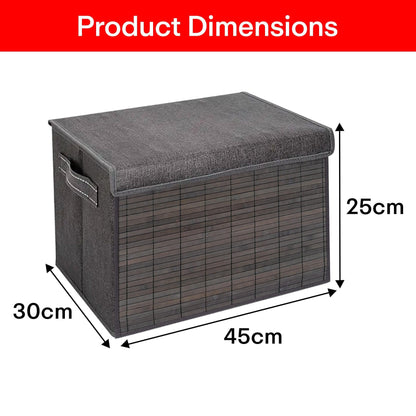PRIME PICK Pack of 1 Foldable Storage Box with Lid, Bamboo Front