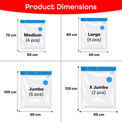 prime pick Vacuum Compression Storage Bags With Hand Pump pack of-15 4MEDIUM+4LARGE+5JUMBO+2XJUMBO