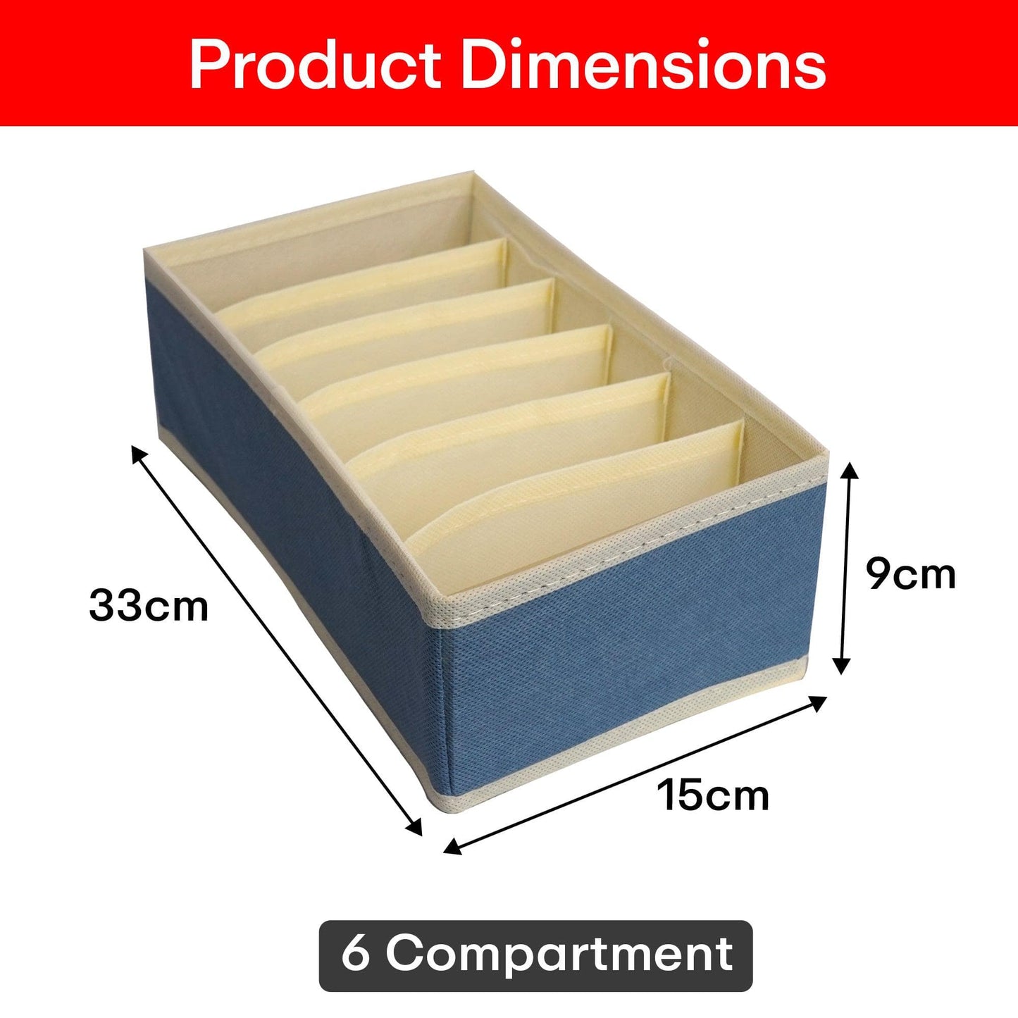Prime Pick 6 Compartment Underwear Storage Box