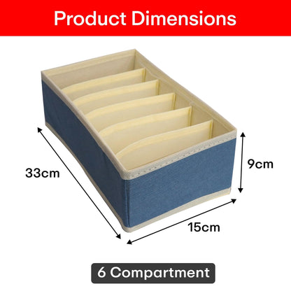 Prime Pick 6 Compartment Underwear Storage Box