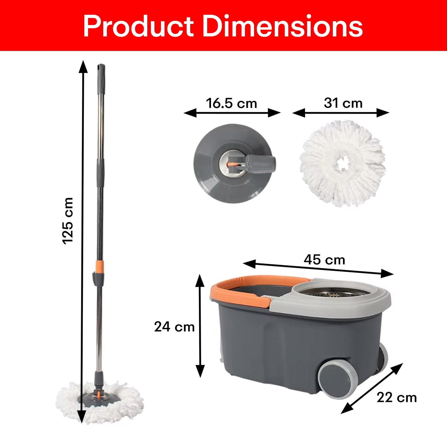 Prime Pick Spin Mop With Wheels Stainless Steel Basket