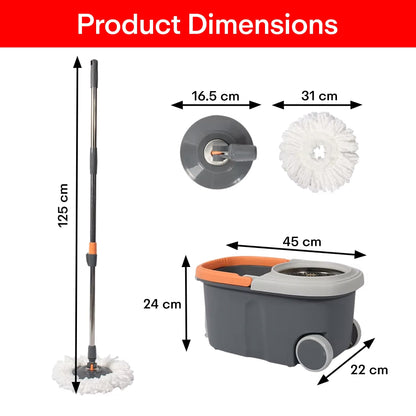 Prime Pick Spin Mop With Wheels Stainless Steel Basket