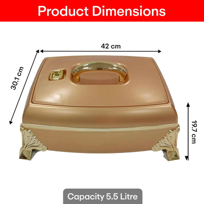 Prime Pick Luxury Rectangular Casserole 5.5L with Golden Legs & Handle