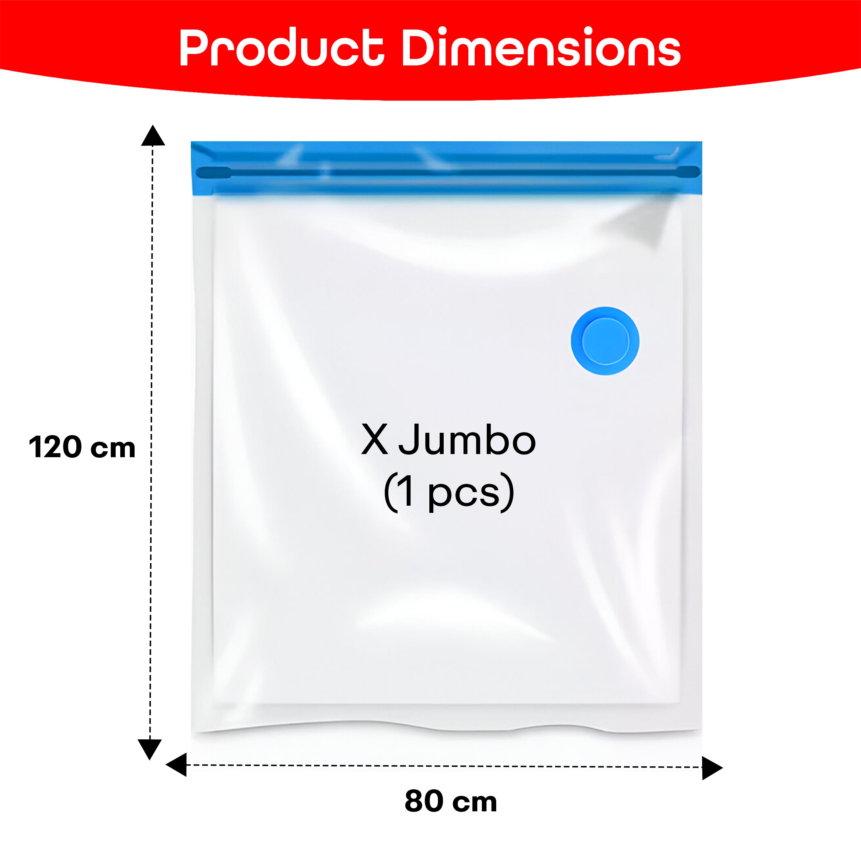 Prime Pick Vacuum Compression Storage Bags With Hand Pump Pack Of-5 X-Jumbo (120X80)Cm