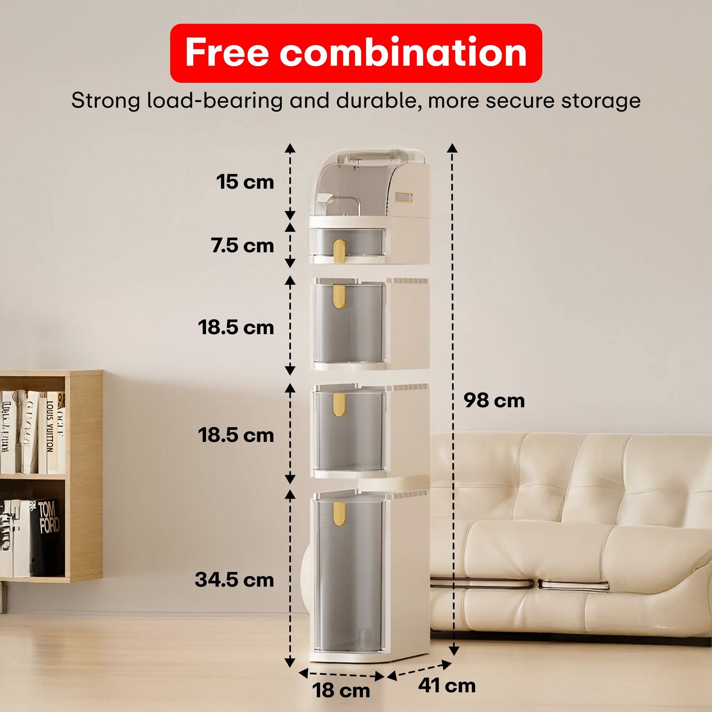 Prime Pick 4-Tiers Slim Bathroom Storage Organizer