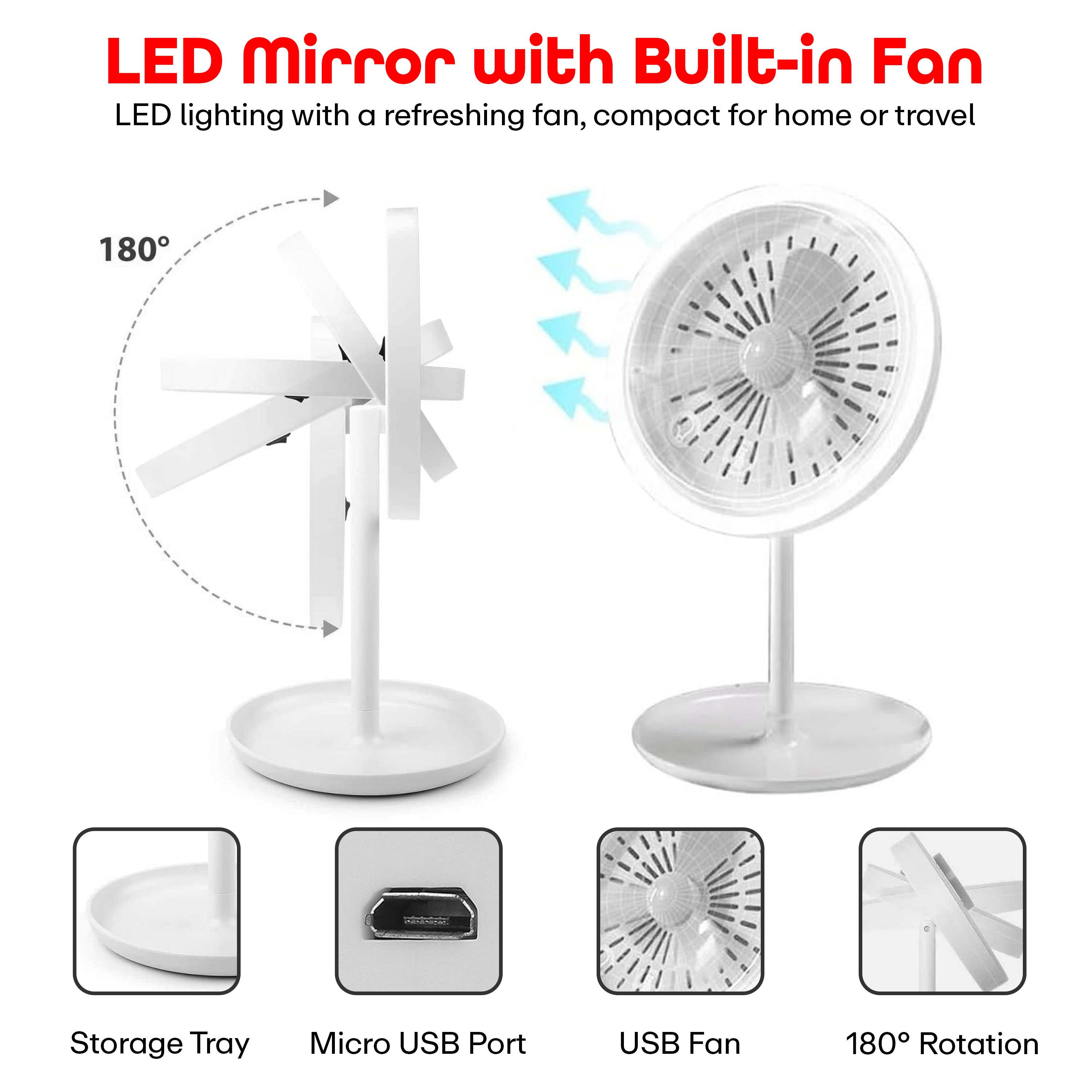 Prime Pick Led Fan Mirror