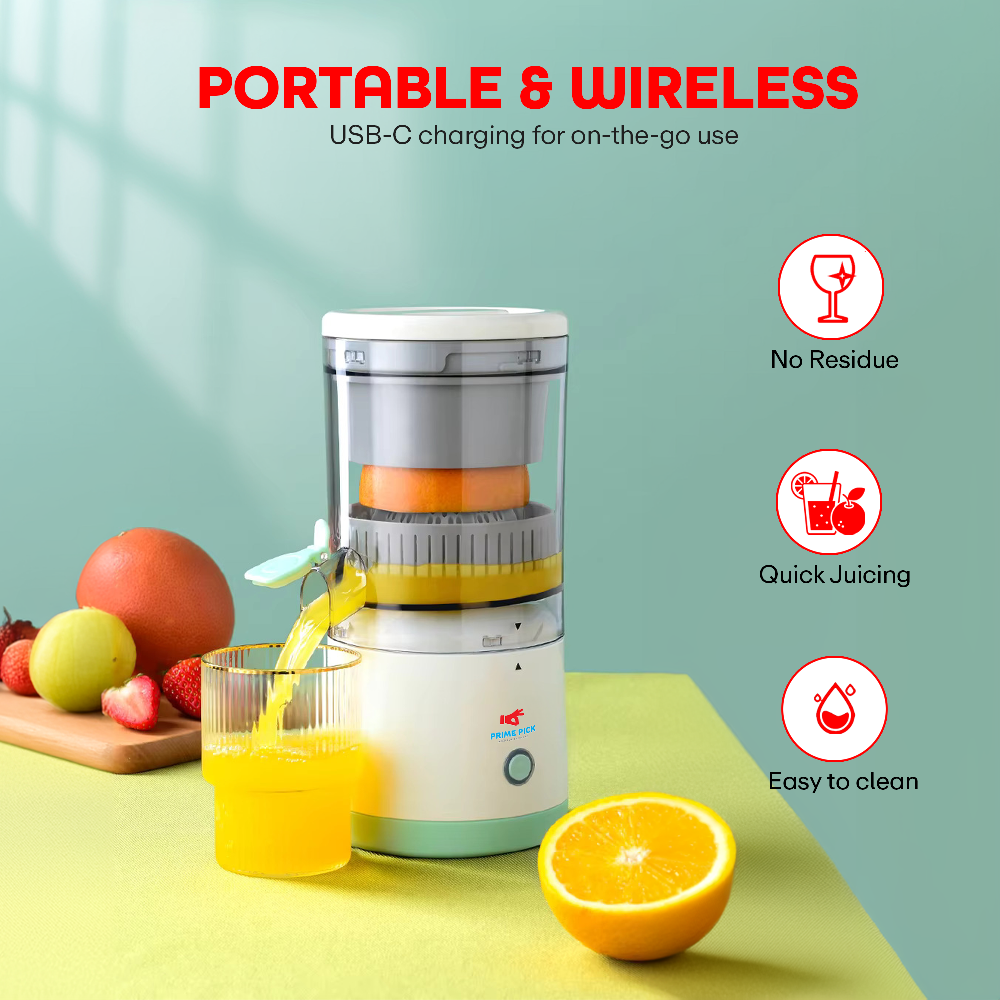 Prime Pick Rechargeable Portable Citrus Juicer