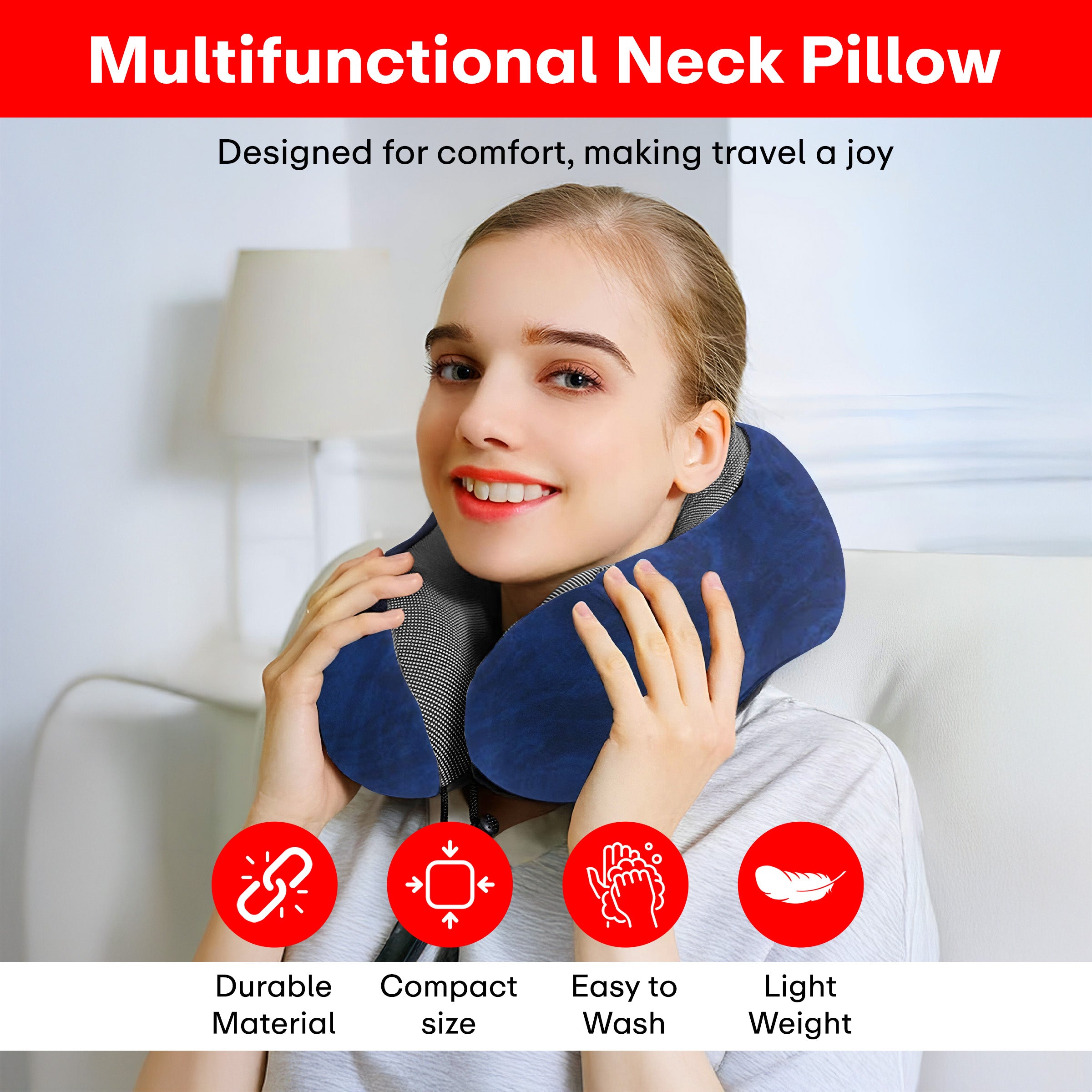 Prime Pick Extra Soft Memory Foam Travel Neck Pillow