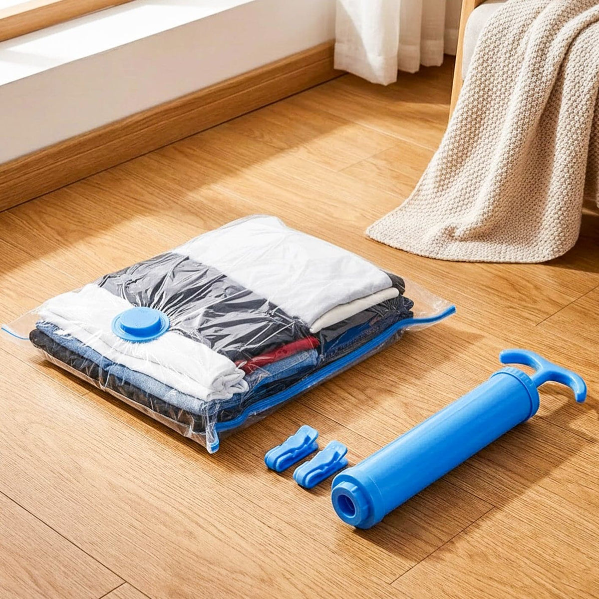 Prime Pick Vacuum Compression Storage Bags With Hand Pump Pack Of-5 Large (80X60)Cm