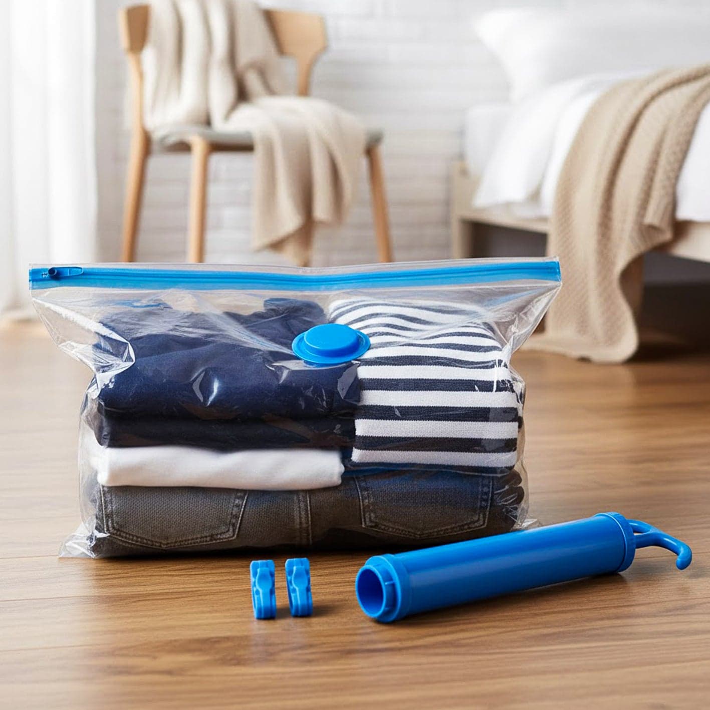 Prime Pick Vacuum Compression Storage Bags With Hand Pump Pack Of-5 Medium (70X50)Cm