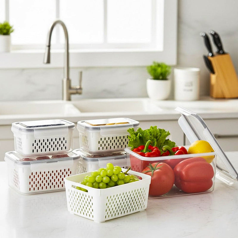 Prime Pick Stackable & Leakproof air tight container (set of 3) for Fridge Storage Boxes with Lids