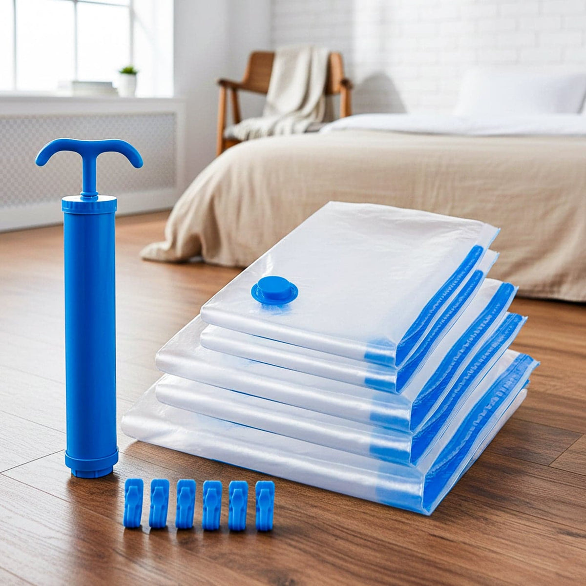 Prime Pick Vacuum Compression Storage Bags With Hand Pump Pack Of-5 2Small+2Medium+1Large