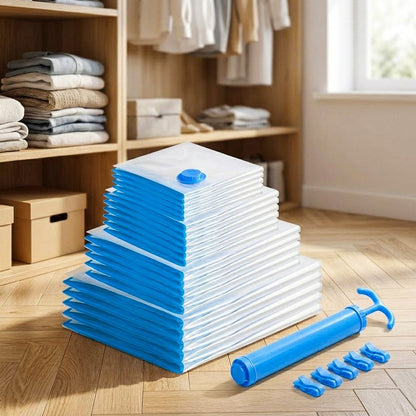 Prime Pick Vacuum Compression Storage Bags With Hand Pump Pack of-20 (5Small+5Medium+5Large+5Jumbo)