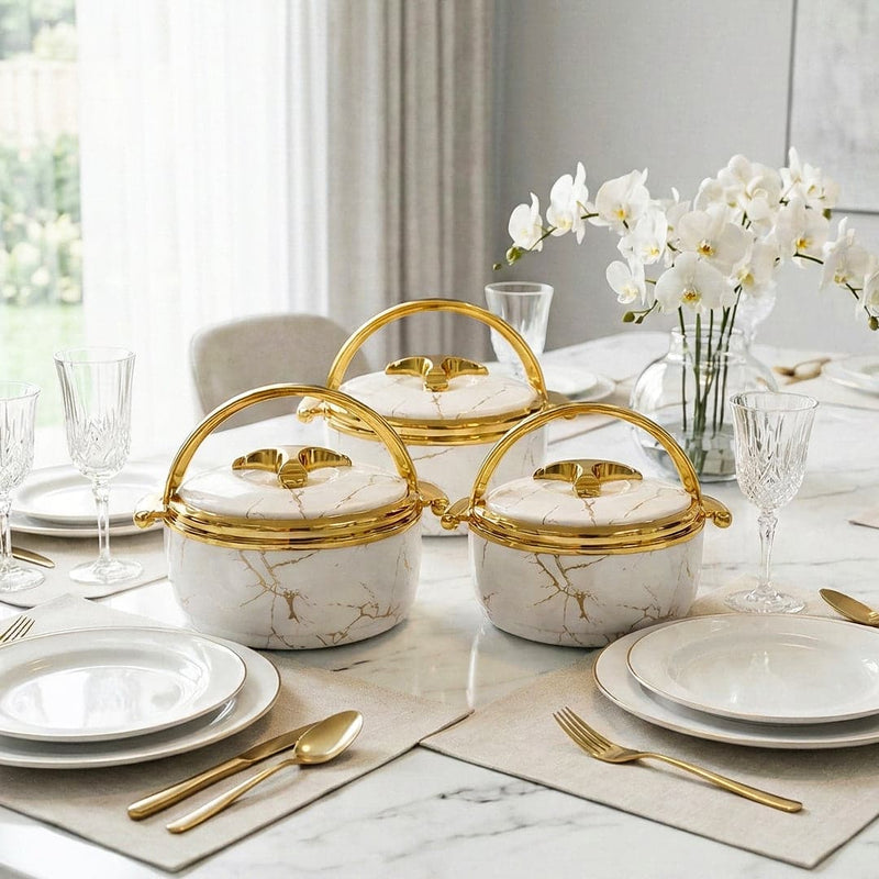 Prime Pick Premium Marble Finish Casserole Set of-3 (1.5L+2L+2.5L)