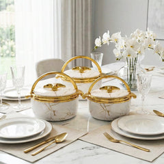 Prime Pick Premium Marble Finish Casserole Set of-3 (1.5L+2L+2.5L)