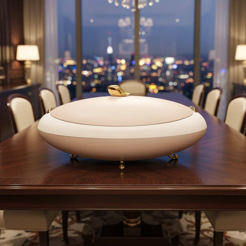 Prime Pick Elegant Oval Casserole 5L with Gold Leaf Handle