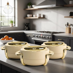 Insulated Casserole Set of 3 (1.8L + 2.3L + 3.5L) – Premium Hot Pot Set for Kitchen