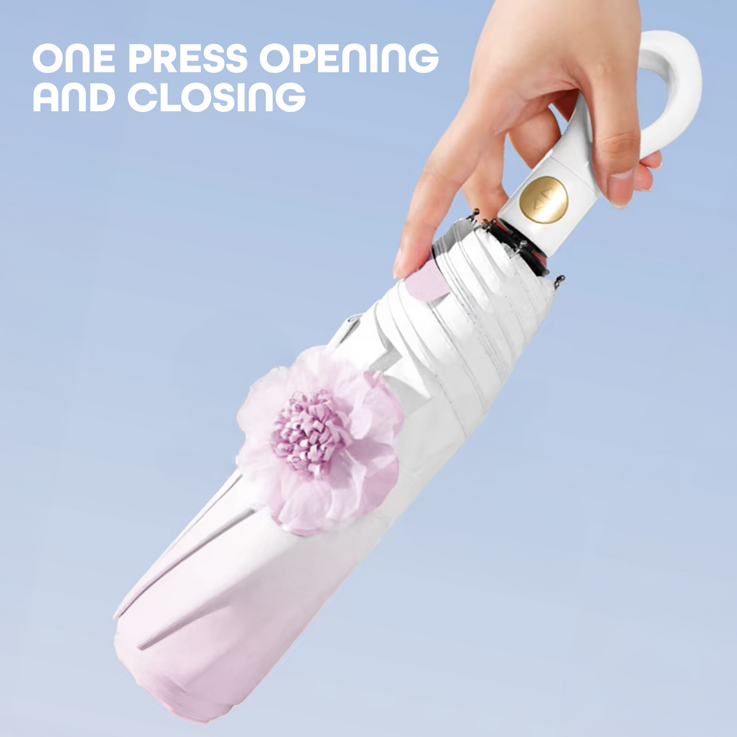 PRIME PICK Mini Folding Umbrella With Flower, designed For all weather conditions with Good, material, UV Protection Innovative, Windproof Technology Pocket Umbrella for Men and Women