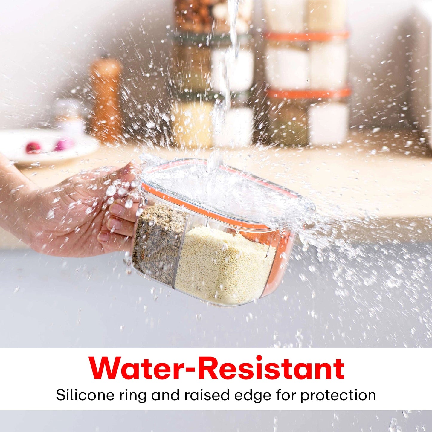 Prime Pick Multi-Grid Seasoning Box with Lid – Orange