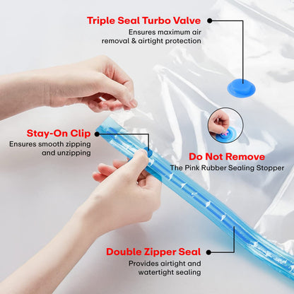 Prime Pick Vacuum Compression Storage Bags With Hand Pump Pack Of-5 2Small+2Medium+1Large