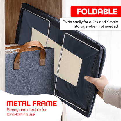 Prime Pick XL Oxford Cloth Organizer Durable Foldable Storage Box with Metal Frame
