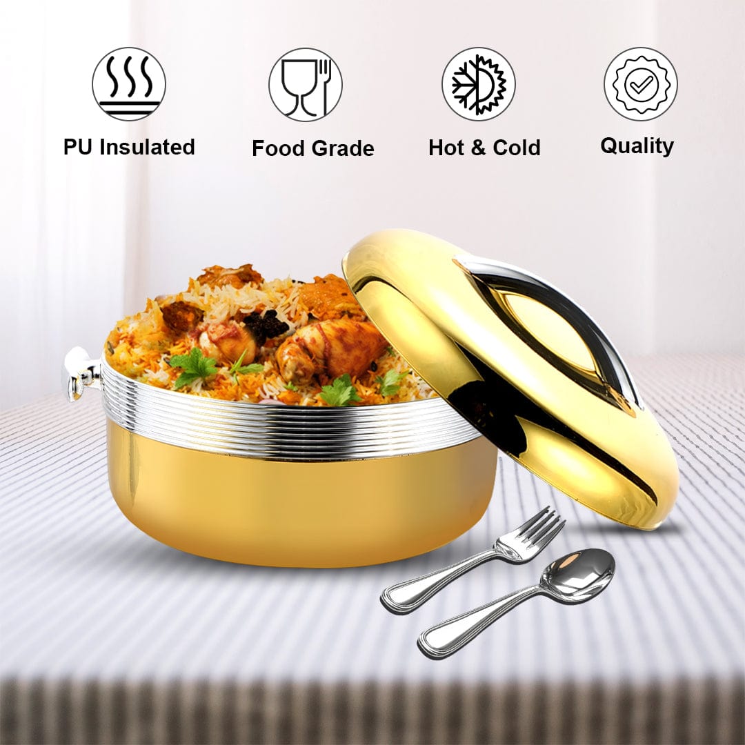 Prime Pick Premium Gold Finish Insulated Casserole Set of 3 (1L + 2L + 3.5L)