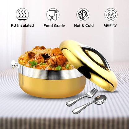 Prime Pick Premium Gold Finish Insulated Casserole Set of 3 (1L + 2L + 3.5L)