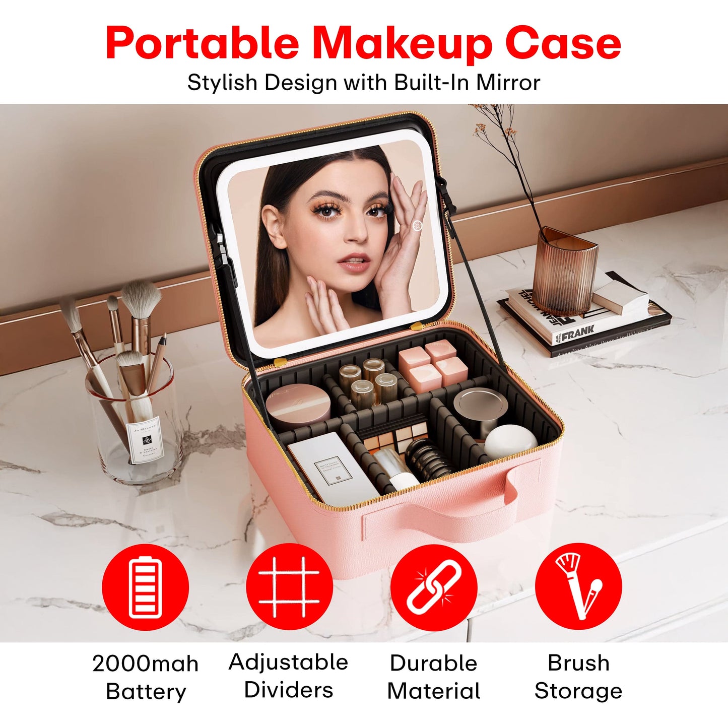 Prime Pick Makeup Storage Box With Mirror