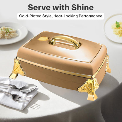 Prime Pick Luxury Rectangular Casserole 5.5L with Golden Legs & Handle