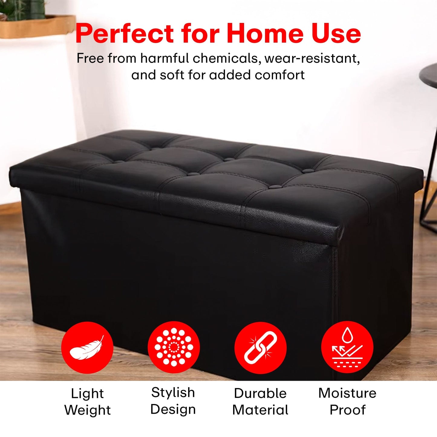 Prime Pick Leather Storage Stool