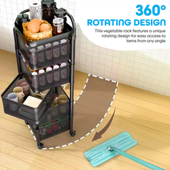 Prime Pick 5 Layer Metal Kitchen Rotating Trolley Portable Storage Rack