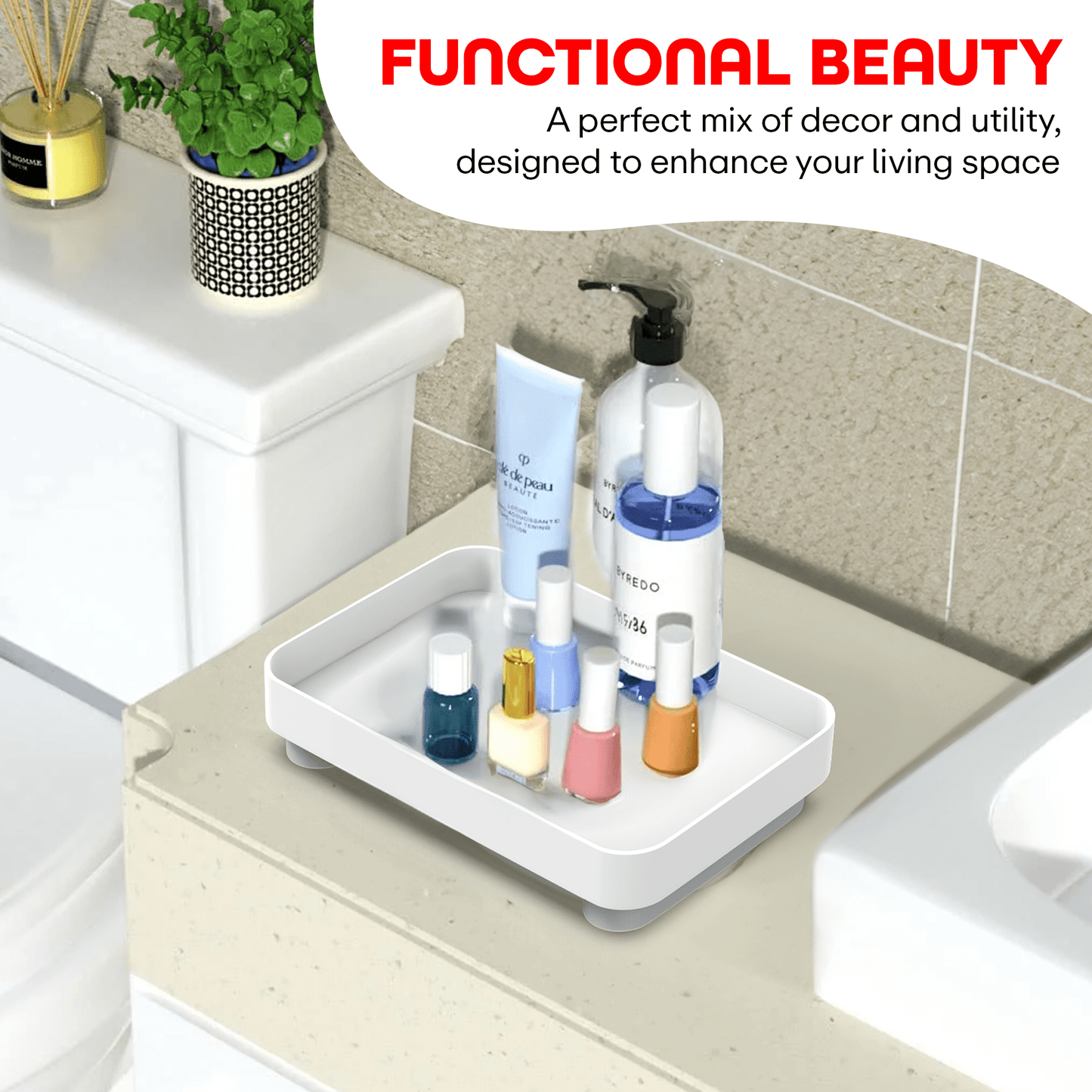 Prime Pick Rectangular Storage Tray (White)