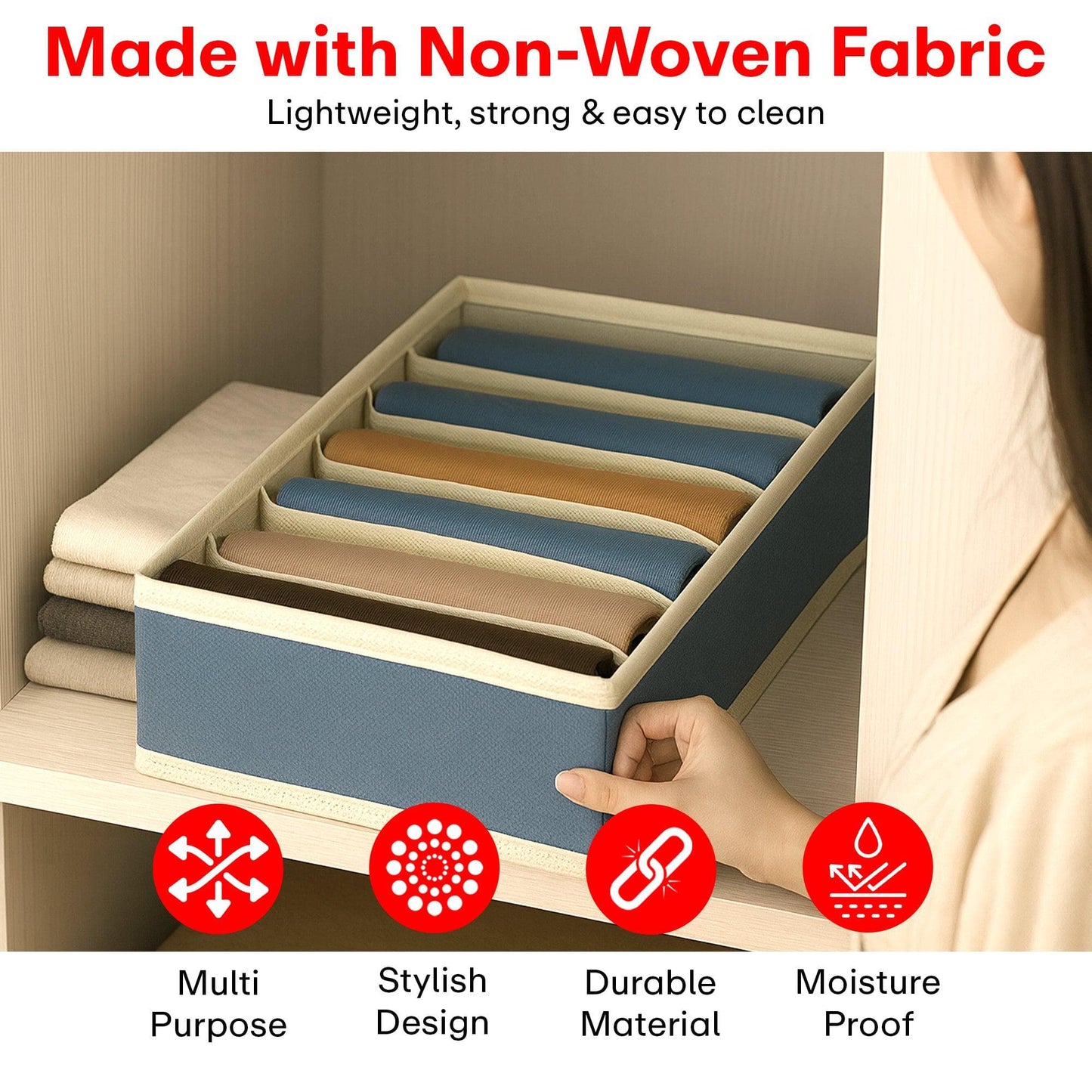 Prime Pick 6 Compartment Underwear Storage Box
