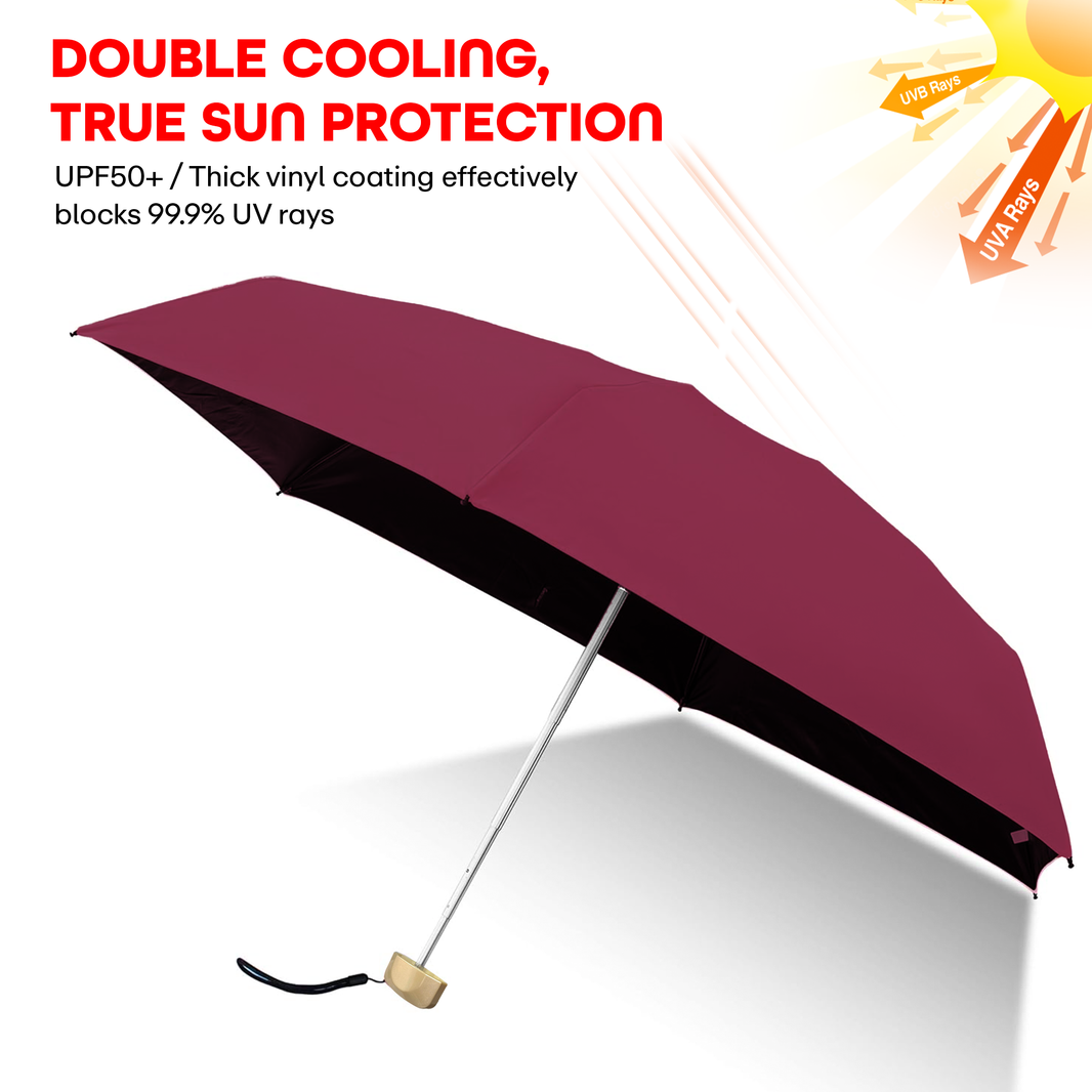 PRIME PICK Compact Travel Umbrella - Windproof & UV Protection Mini Umbrella with Anti-Slip Handle for Men, Women, & Kids - Lightweight, Foldable, 95% UV Block, Rain & Sun Coverage