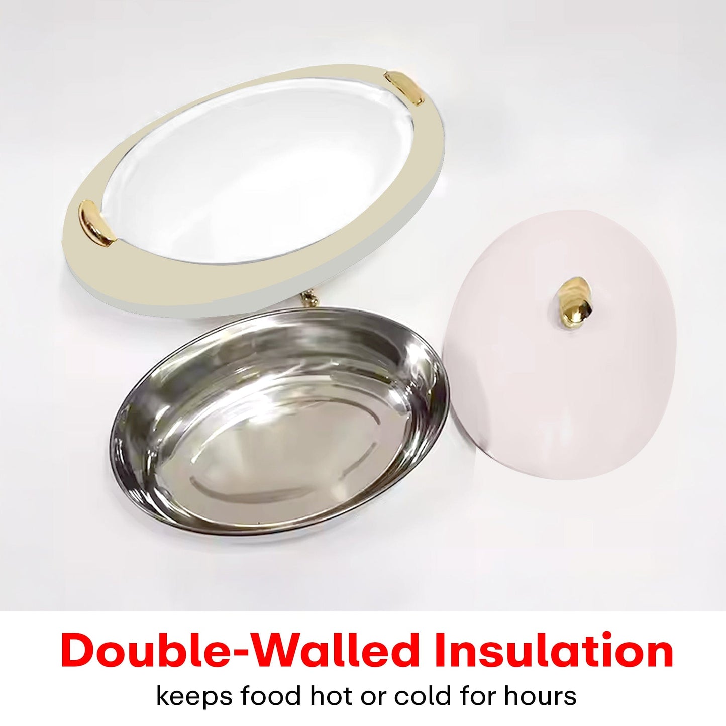 Prime Pick Elegant Oval Casserole 5L with Gold Leaf Handle