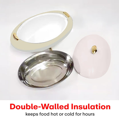 Prime Pick Elegant Oval Casserole 5L with Gold Leaf Handle