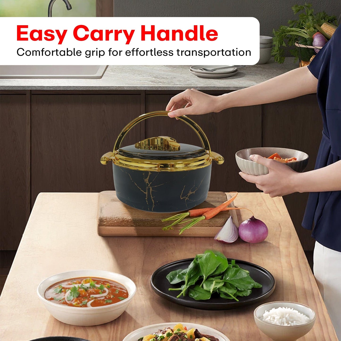 Prime Pick Premium Marble Finish Casserole Set of-3 (1.5L+2L+2.5L)