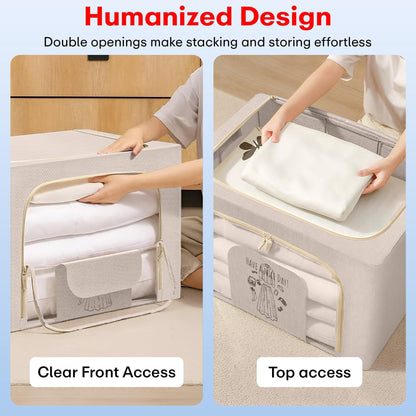 PRIME PICK Foldable Storage Box Double ZiPPer Cloth Oraganizer Box – 1 Pack