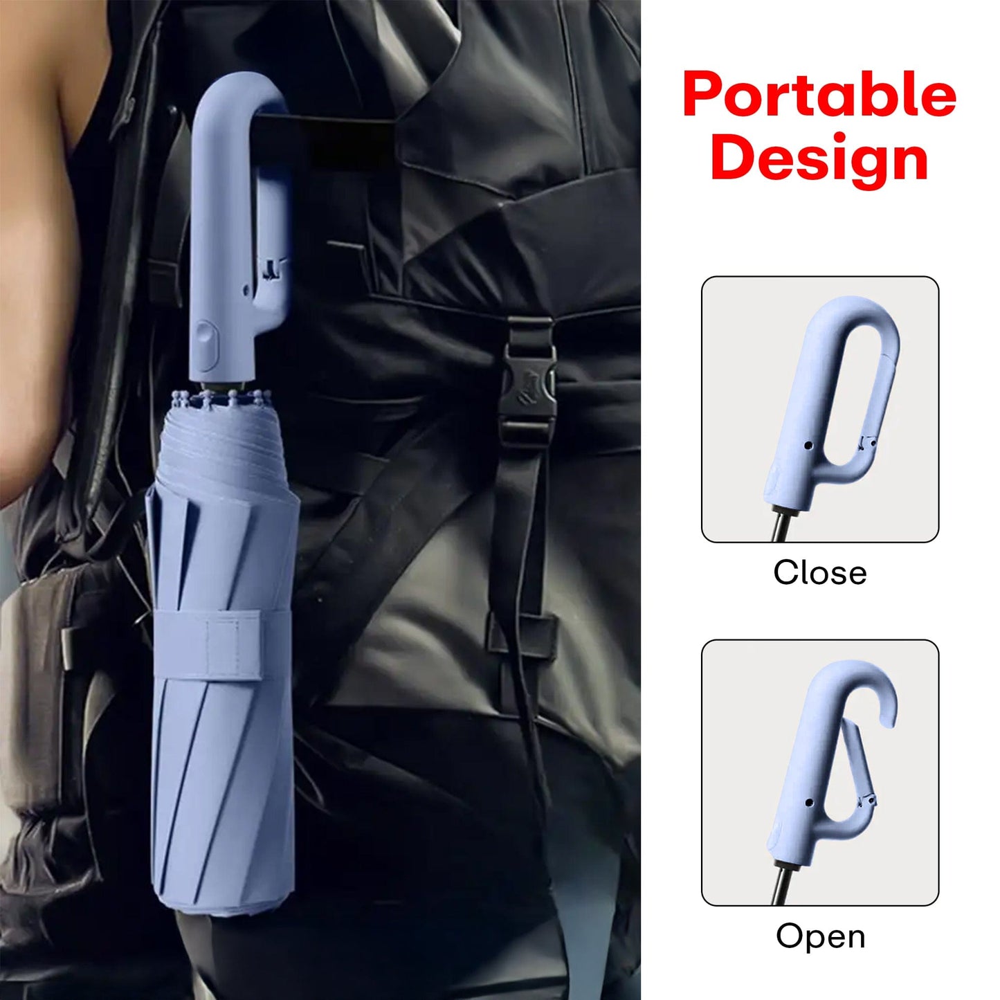 Prime Pick Compact Travel Umbrella With Reflective Strip