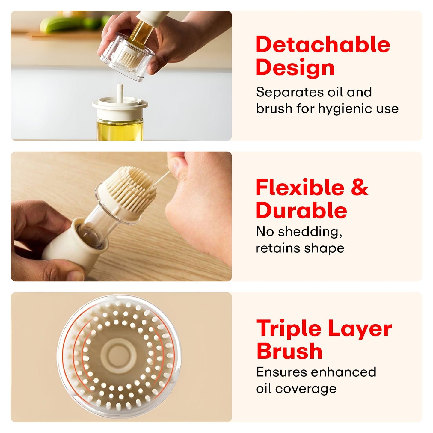 Prime Pick 180ml Oil Dispenser Bottle with Silicone Built-in Brush