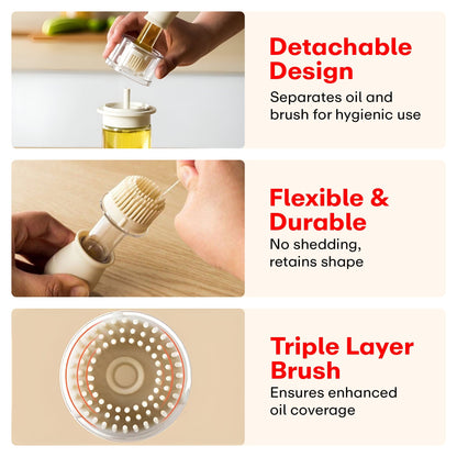 Prime Pick 180ml Oil Dispenser Bottle with Silicone Built-in Brush