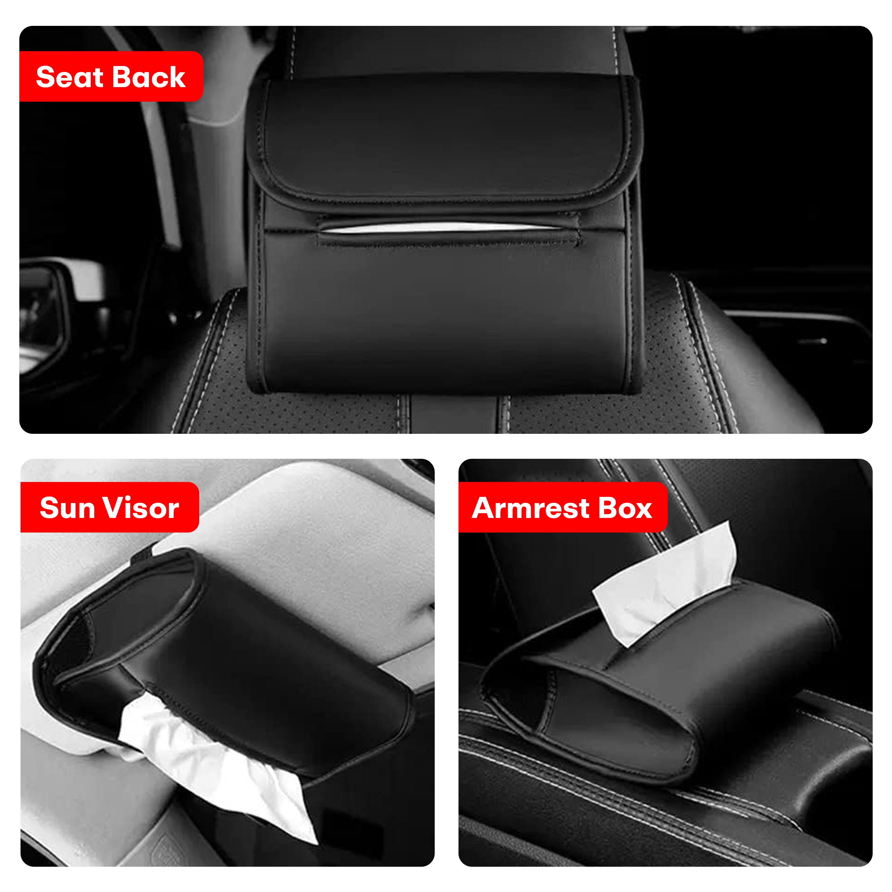 Prime Pick Leather Tissue Holder for Car Pack of 2