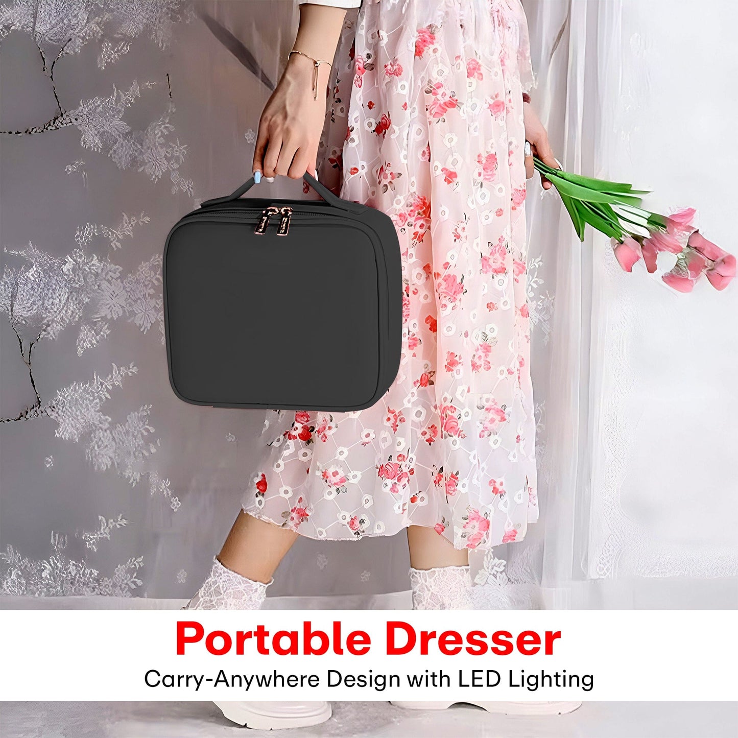 Prime Pick Makeup Storage Box With Mirror