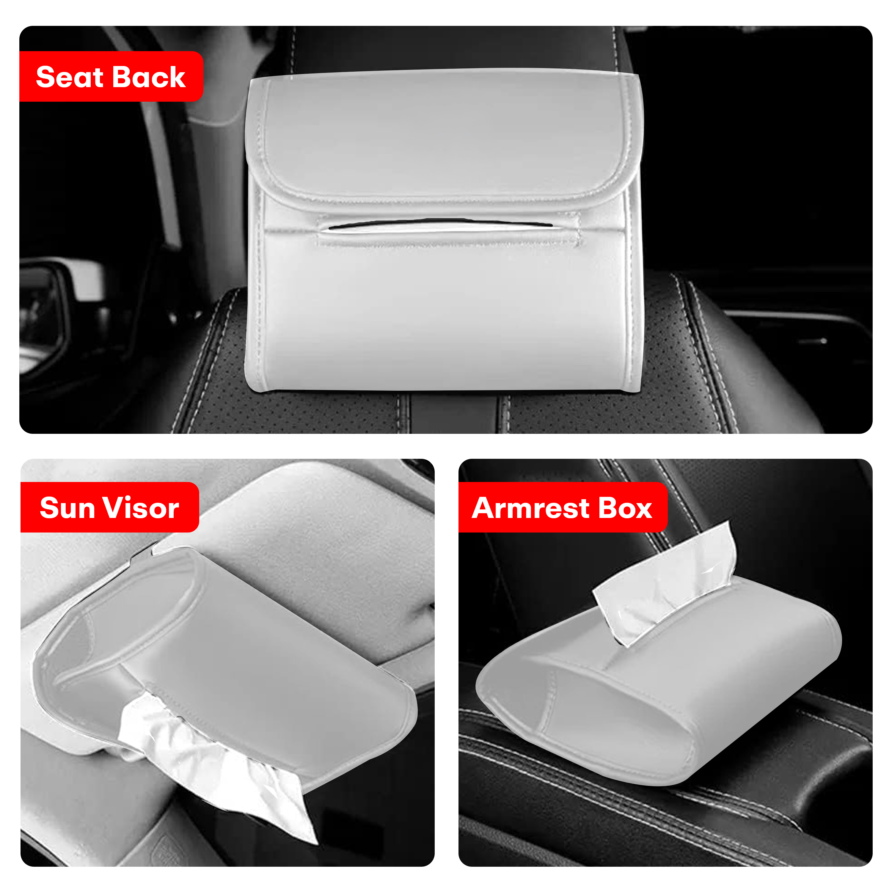 Prime Pick Leather Tissue Holder for Car Pack of 2