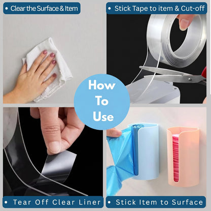 Multipurpose Double Sided Tape 1MM Thickness – Strong Adhesive Nano Tape 3M x 3CM Reusable Wall Mounting Tape
