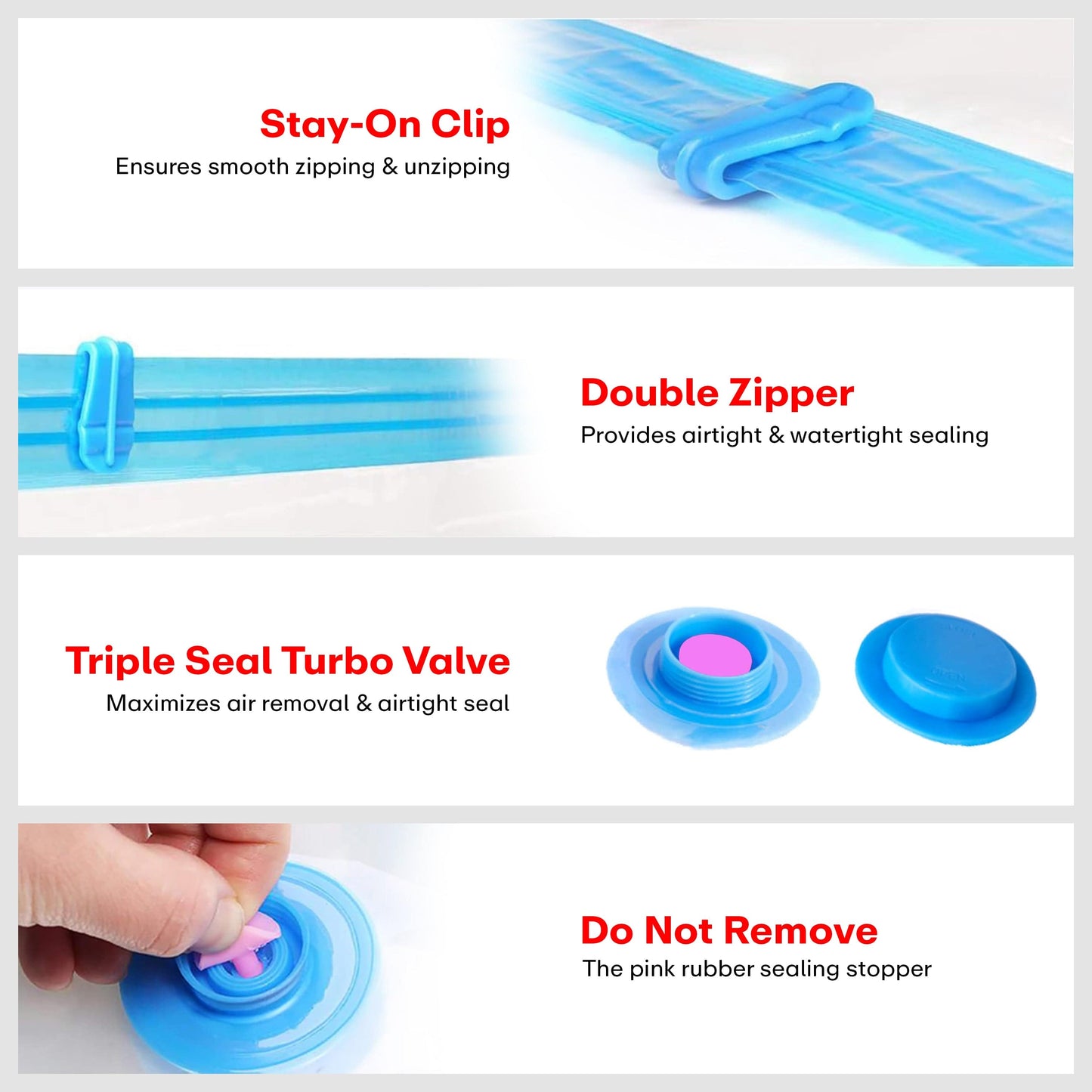 Prime Pick Vacuum Compression Storage Bags With Hand Pump Pack Of-5 Large (80X60)Cm