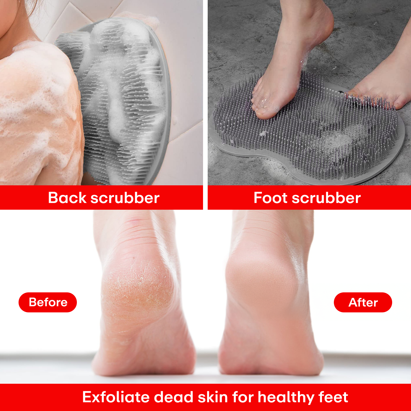 Prime Pick Shower Foot & Back Scrubber/Anti Slip Bathmat