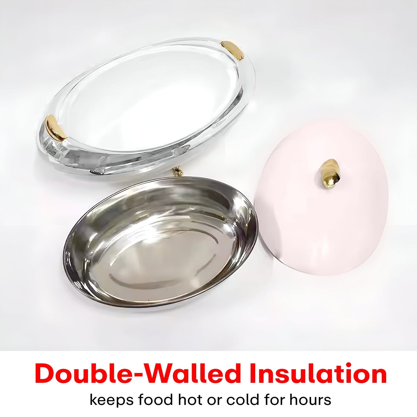 Prime Pick Elegant Oval Casserole 5L with Gold Leaf Handle